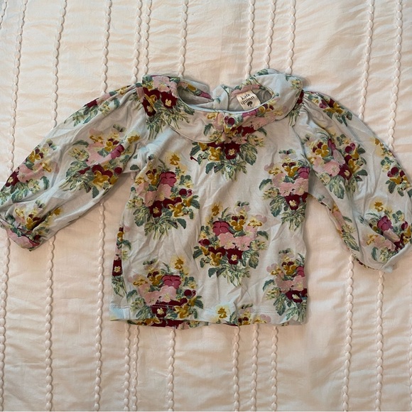 Kate Quinn long sleeve Peter Pan top in Pansy - Picture 1 of 2